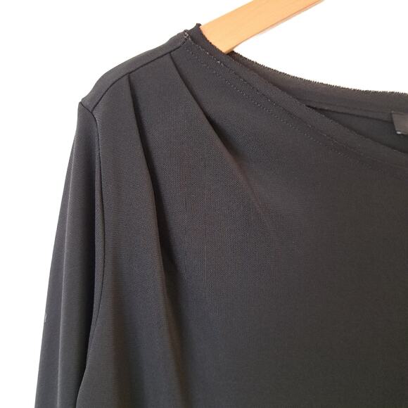 DKNY Black Asymmetric Jersey Dress Size Small Long Sleeve Mini to Midi - Picture 9 of 9